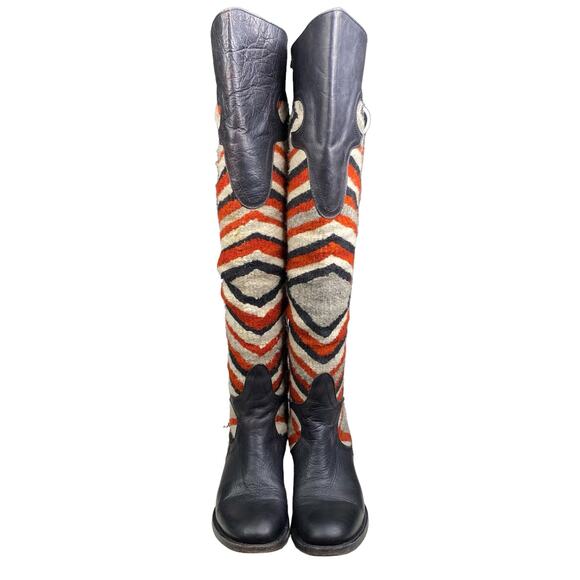 Freebird By Steven Cabal Black Leather Over The Knee Quilted Boots Size US 6 - Picture 7 of 12